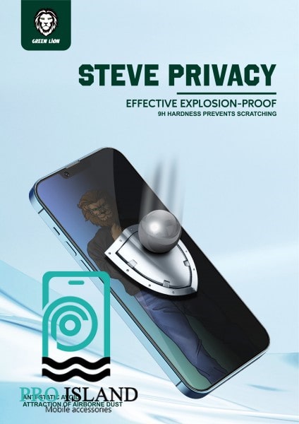 محافظ صفحه نمایش حریم شخصی گرین مدل Steve-Privacy مناسب برای گوشی موبایل اپل iPhone 13Pro Max