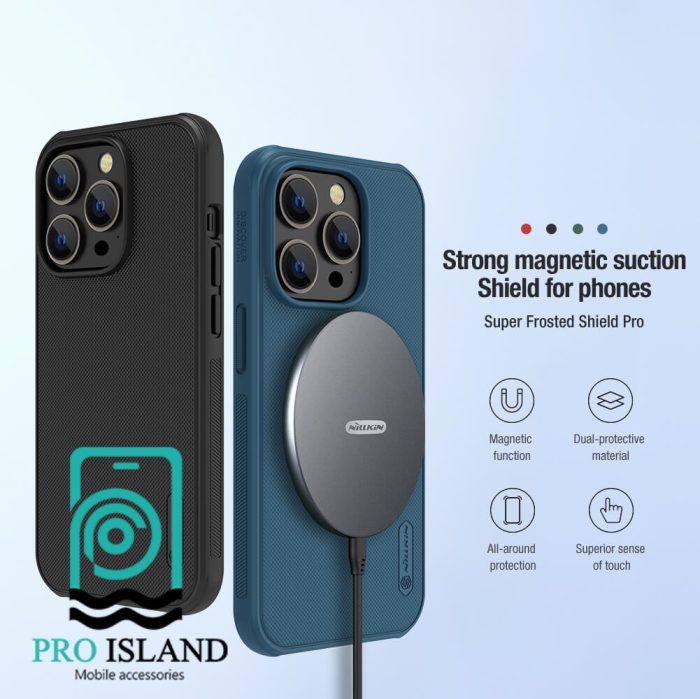 کاور نیلکین مدل Frosted Shield Pro Magnetic مناسب برای گوشی موبایل اپل iPhone 14 pro