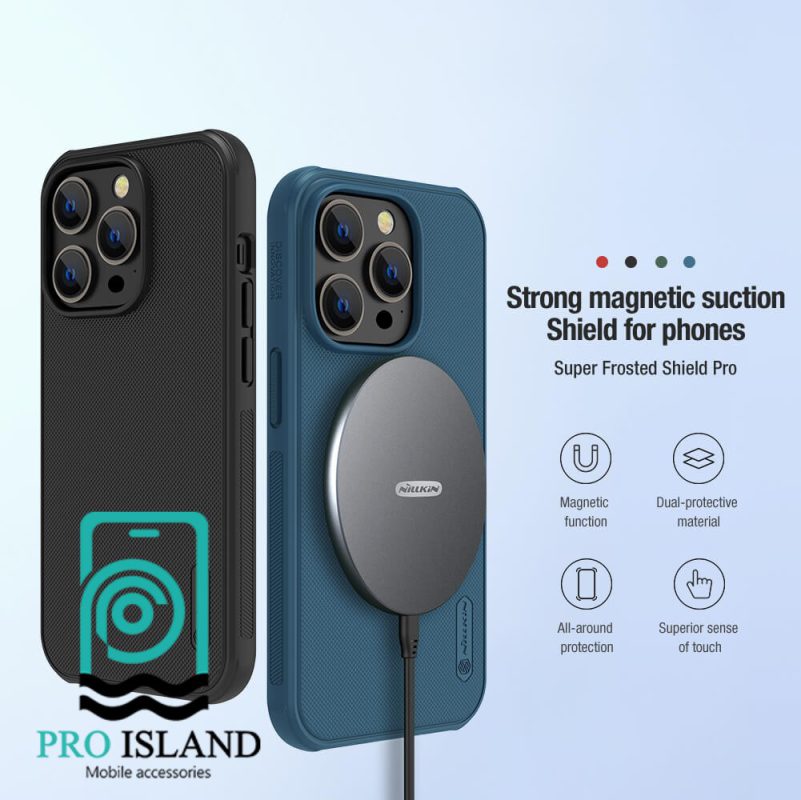 کاور نیلکین مدل Frosted Shield Pro Magnetic مناسب اپل iPhone 14 pro